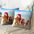 thumbnail image 3 of LALILO Throw Pillow Covers Starfish Red Santa Sandy Beach And Cushion Cover 18" x 18", 2 Pack, 3 of 6