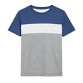 thumbnail image 4 of Quotay T-Shirts pour Garçons Couleur T-Shirt à Manches Courtes Décontracté Col Rond Mélange Graphique pour Enfants Jeunes Enfants Hauts à Manches Courtes Confortables 3-13a 01_Navy,140, 4 of 4