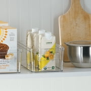 Mainstays Medium Clear Plastic Pantry Storage Organizer Bin with Handles, 12 in x 6 in x 4 in
