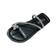 thumbnail image 3 of Xfvqtps Womens Slide Sandals Flat Toe Ring Rhinestone Straps Soft Sole Non Slip Casual Beach Sandals Black, 3 of 7