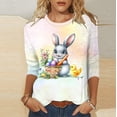 thumbnail image 5 of Alun Easter Graphic Print Casual Loose Fit 3/4 Sleeve T Shirts Womens Soft Breathable Round Neck Top for Happy Easter Celebration Plus Size Soft Comfort Spring Tees 10-White XXXXXL, 5 of 7