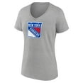 thumbnail image 2 of Women's Heather Gray New York Rangers Primary Logo Team V-Neck T-Shirt, 2 of 3