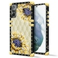 thumbnail image 2 of FKBRCL4U Compatible with Samsung Galaxy S21 Case, Sunflower Diamonds Leather Luxury Golden Decoration for Girl Women Soft TPU Shockproof Protective Hard PC Back, 2 of 7