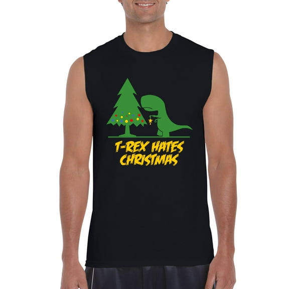 MmF - Men's Graphic T-Shirt Sleeveless - XMAS DINOSAUR