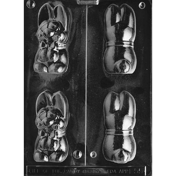 Grandmama's Goodies E055 Hollow Chunk Easter Bunny Chocolate Candy Soap Mold with Exclusive Molding Instructions