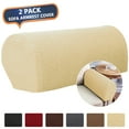 thumbnail image 3 of Novashion Premium Stretch Fabric Waterproof Armrest Covers 2-Piece Sofa Slipcovers, Beige, 3 of 8