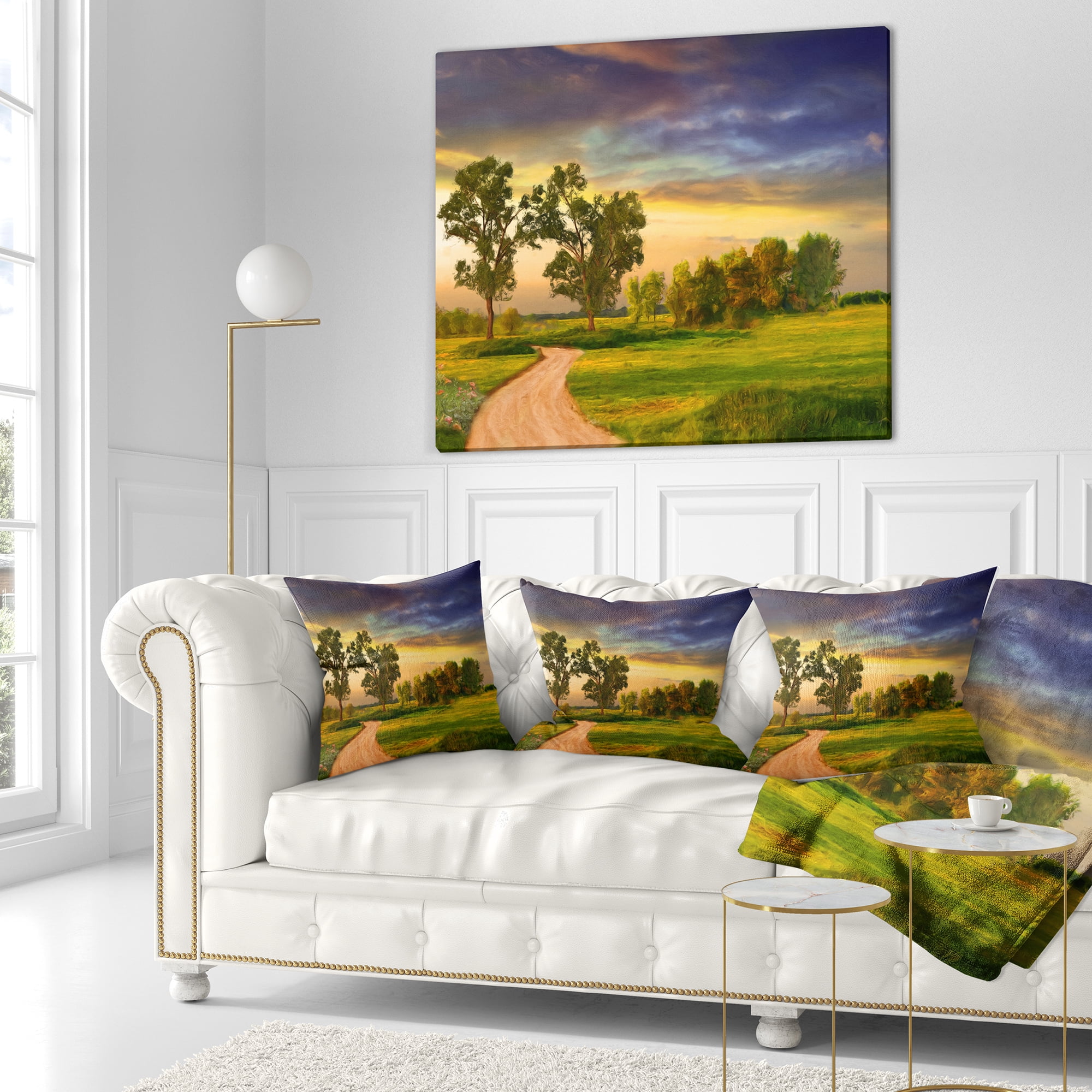 Designart Road to Bliss - Landscape Printed Throw Pillow - 16x16