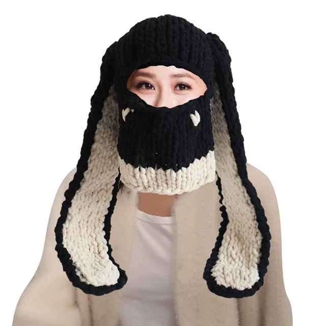 Gorro de Lana Hugo Beanie con Orejas Largas de conejo beige