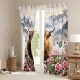 thumbnail image 3 of Erosebridal Highland Cattle Black Out Curtains, Chic Butterfly Flower Curtains Pack of 2 (42x63 Each), 3 of 6