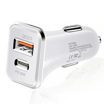 20W PD USB C Car Charger, USB Type C Fast Power Charging, Dual Port USB-A  USB-C Plug Car Lighter Adapter for iPhone 14/13/12/11/X/8/7/6, iPad, Samsung Galaxy S23/S22/S21,S20, Google Pixel, Universal