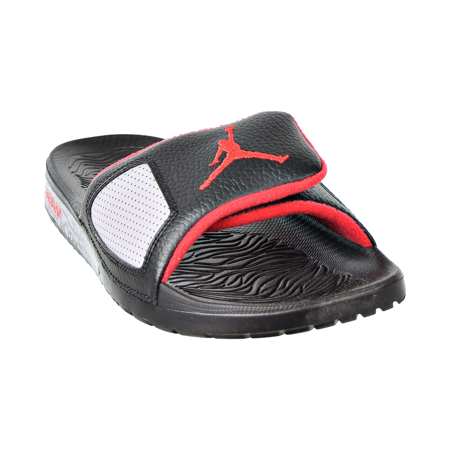 black and red jordan sandals