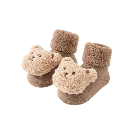 

Lacyhop Infant Baby Ankle Socks Cartoon Floor Slippers Pull On Crib Shoe Walking Non-slip Boots Slipper Comfort Soft Sole Sock Shoes Khaki 3-12months