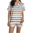 thumbnail image 6 of KyCheLot Womens Pajama Sets Stripe Print Comfy Button down Short Sleeve Tops and Soft Shorts Sleepwear, 6 of 7