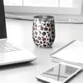thumbnail image 3 of Leopard Print 12oz Stainless Steel Insulated Wine Tumbler with Lid and Straw – Double Wall Vacuum Mug for Hot & Cold Drinks, 304 Steel Interior, Sweat-Free Design, 3 of 5