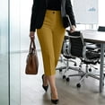 thumbnail image 5 of Qgtaibl Women's Cropped Dress Pants High Waisted Pleated Straight Leg Pants Solid Color Business Suit Trousers with Pockets Summer Capris Yellow XXXL, 5 of 9