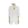 thumbnail image 2 of MAX STUDIO $78 Womens New 1183 White Cut Out Textured Crochet Trim Top L B+B, 2 of 2