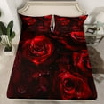 thumbnail image 2 of Castle Fairy Boys Girls Floral Red Rose 4 Pieces Queen Sheet Sets,Romantic Valentine's Day Ultra Soft Flat Sheet,Exotic Style Queen Fitted Sheet,Luxury Bedroom Decor, 2 of 7