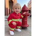 thumbnail image 6 of RUINIXCW Kids Toddler Baby Boy Girl Halloween Firefighter Costume Fall Winter Birthday Outfit Reflective Striped Button Down Collared Long Sleeve Shirt and Pants Set, 6 of 10