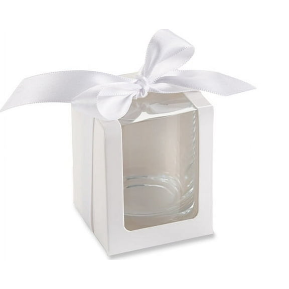 Kate Aspen White Shot Glass/Votive Holder Gift Box (4 Sets of 12, 48pcs) - Perfect Party Favor Container for Weddings, Baby Showers, Bridal Showers or Birthdays