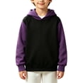 thumbnail image 3 of CUZIBR Kid Boys Halloween Graphic Pullover Hoodie Color Block Raglan Long Sleeve Ribbed Hem Casual Children Hooded Sweatshirt For Boys Daily Outdoor School ,Black,9-10 Years, 3 of 5