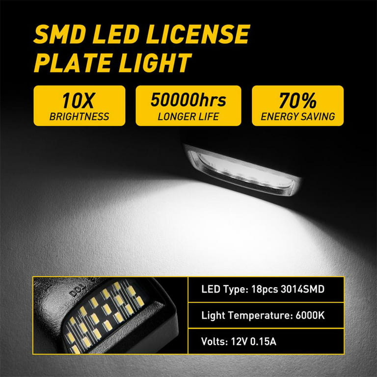 Full LED License Plate Tag Light Assembly Fit for Chevy Silverado Traverse  Avalanche Tahoe Suburban 1500 2500 Cadillac Escalade GMC Yukon XL