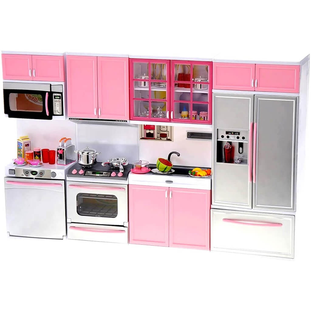 My Modern Kitchen 32 Full Deluxe Kit | Battery Operated | Toy Doll Kitchen Playset w/ Lights