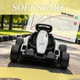 thumbnail image 3 of 24V Electric Go-Kart Dual 150W Motors Adjustable Seat 11.2MPH High Speed Slow Start 5-Point Harness, White, 3 of 7