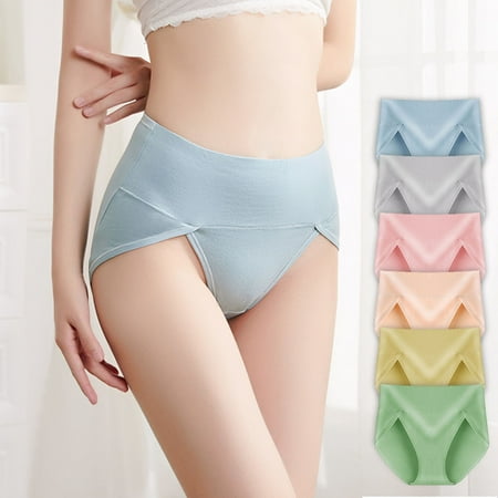 

Jiaroswwei Solid Briefs Lift Butt Elastic Waistband Plus Size High Split Panties for Daily Life