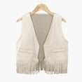 thumbnail image 4 of Huowey Child Boys Girls Retro Cowboy Cow Girl Outfits Open Front Fringe Vest Party Dress Up Tassel Fringe Waist Coat Tops Breathable Streetwear, 4 of 4