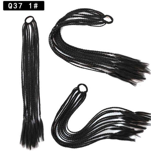 Zhuge 2 extensiones de cola de caballo trenzada sintética, caja trenzada, extensiones de peluca de cola de caballo trenzada, accesorios de moda para el cabello para mujeres, negro azabache