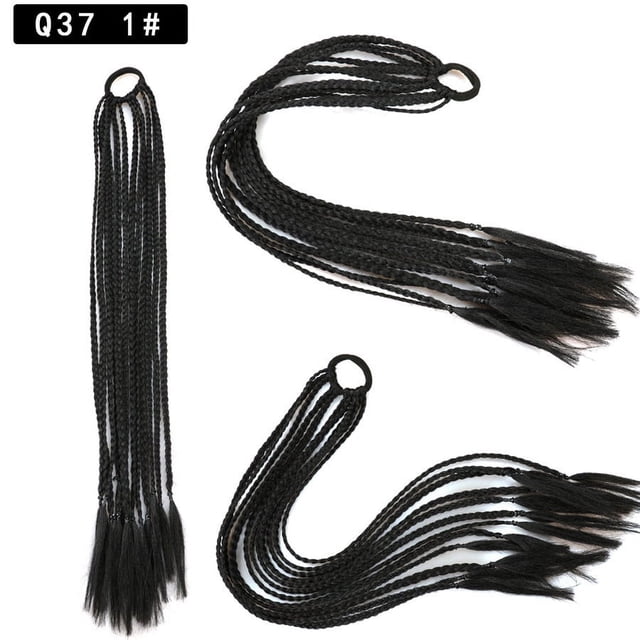 Zhuge 2 extensiones de cola de caballo trenzada sintética, caja trenzada, extensiones de peluca de cola de caballo trenzada, accesorios de moda para el cabello para mujeres, negro azabache