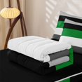 thumbnail image 5 of Erosebridal Minimalist Geometric Stripes Zipper Queen Comforter Set with Fitted Sheet and 2 Pillowcases,Green Stripe Pattern Zipper Bedding Set For Girls,Black Reversible,4pcs, 5 of 7
