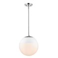 thumbnail image 1 of Golden Lighting 3218-L CH-WHT 1 Light Pendant with Rod, White & Chrome, 1 of 1