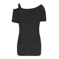 thumbnail image 5 of RYRJJ Women's One Cold Shoulder Tops Summer Short Sleeve Twist Knot Top Casual Tunic Blouse T-Shirts(Black,XXL), 5 of 6