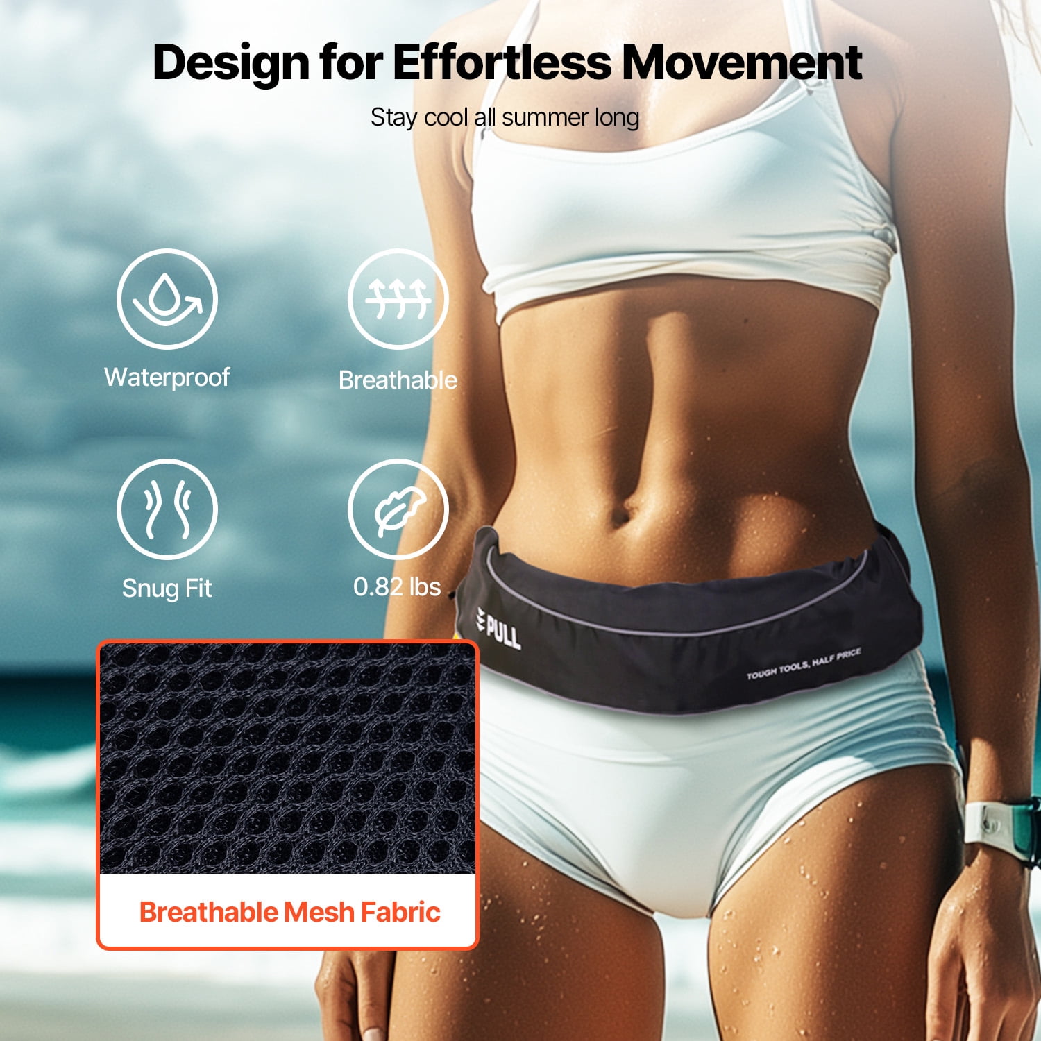 KFFKFF Adult Inflatable Belt Pack,105N Buoyancy,Suitable for Over 80 Pounds and Waist up to 59 inches Adjustable,Inflatable Waist PFD for Stand Up Paddleboarding,Kayaking,Black(CO2 Cylinder Excluded)