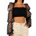 thumbnail image 1 of Lovito Sexy Polka Dot Square Neck Puff Sleeve Blouse, 1 of 5
