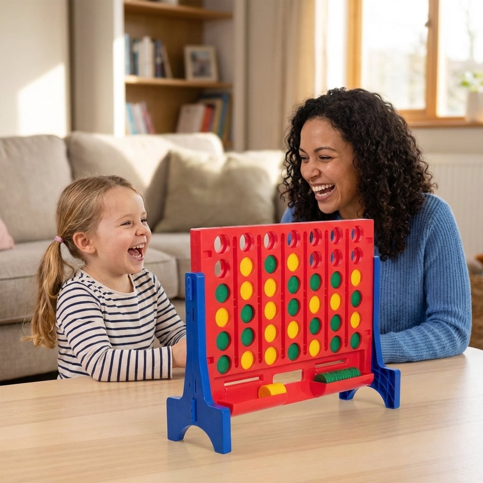 Redsmile Jumbo 4-to-Score Connect Game Set with Carrying Bag and 42 Coins in Blue - Family Game Night Entertainment for All Ages Indoor Outdoor Yard Party Fun