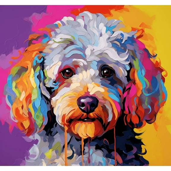 Colorful Cute Dog Poodle DIY 5D Diamond Art Painting by Number Kits for Adults Paint with Full Drill Round Diamond Gems Painting Art Craft for Home Wall Decor 15.8x15.8in(3)