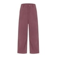 thumbnail image 5 of WTOBBY Women's Corduroy Pants Casual Straight Leg Trousers, Solid Color Relaxed Fit Comfortable Everyday Wide Leg Corduroy Pants for Women,Pink 2XL, 5 of 7