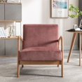 thumbnail image 5 of Knubmt Mid Century Modern Velvet Accent Chair with Wood Frame, Upholstered Fabric Armchair for Living Room, Bedroom, Office, Rose Red, 5 of 7