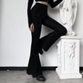 thumbnail image 2 of Pantalones acampanados de cintura alta con efecto adelgazante, estilo retro oscuro, estilo casual, para mujer, pantalones de pierna ancha para niña, 2 of 5