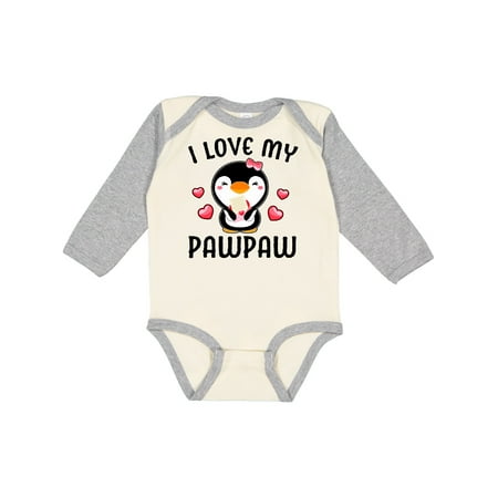 

Inktastic I Love My Pawpaw with Cute Penguin and Hearts Gift Baby Girl Long Sleeve Bodysuit