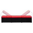 thumbnail image 5 of vidaXL Sun Lounger with Cushion and Tea Table Poly Rattan Red, 5 of 5