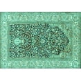 thumbnail image 1 of Ahgly Company Machine Washable Indoor Rectangle Persian Turquoise Blue Traditional Area Rugs, 8' x 12', 1 of 4