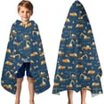 thumbnail image 3 of Cartoon Construction Vehicles Barriers Hooded Bath Towel，60"x35" for Ages 3 To 12 Kids, Quick Dry Lightweight Soft Microfiber Hood Beach Towel Cover Up for Kids, 3 of 7