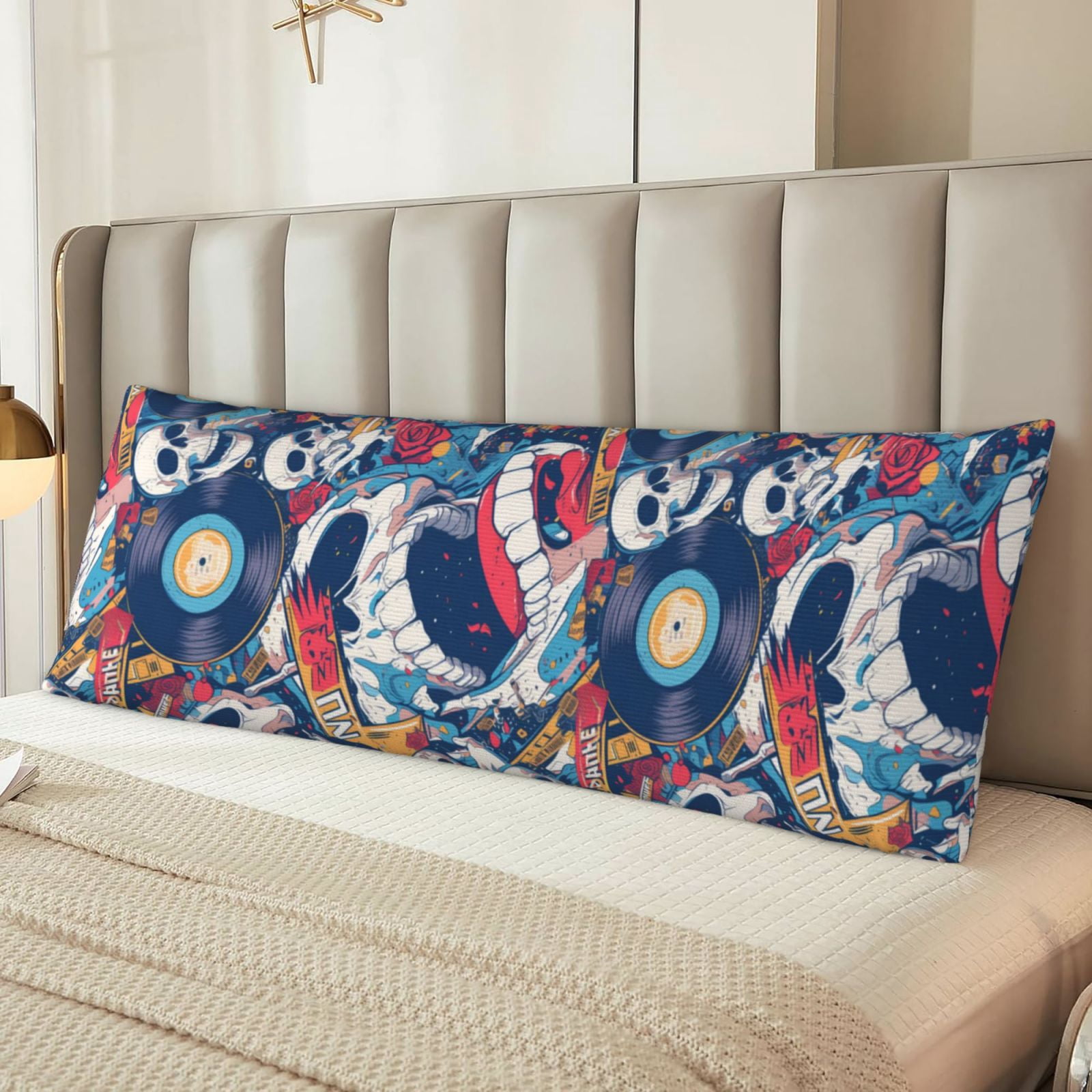 Naloa cool rock Skull Super Soft 20x60 Body Pillow Case,Long Side Hidden Zipper（PILLOWS ARE NOT INCLUDED）