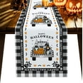 thumbnail image 1 of Halloween Table Runner, Halloween Gnome and and Orange Plaid Rustic Table Runner for Holiday Birthday Party Kitchen Dining Table Home Decor, 18x72in, 1 of 8