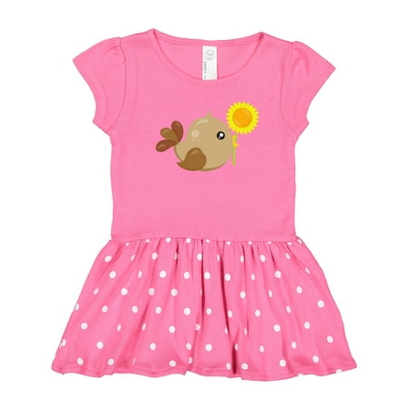 

Inktastic Cute Bird Little Bird Brown Bird Sunflower Gift Toddler Girl Dress