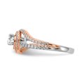 thumbnail image 3 of Solid 14k White and Rose Gold Diamond Side-Stones with CZ Cubic Zirconia Center Stone Engagement Ring Size 8.5, 3 of 7