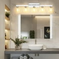 thumbnail image 6 of 3/4/5 Light Bathroom Light Fixtures, Chrome Vanity Light Fixtures Over Mirror Wall Mount Lighting Fixture with Hammered Glass Shade E26 Socket for Hallway Kitchen Bedroom Living Room, 6 of 8